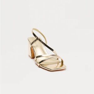 Fashion Nova Gold Block Heel Sandals